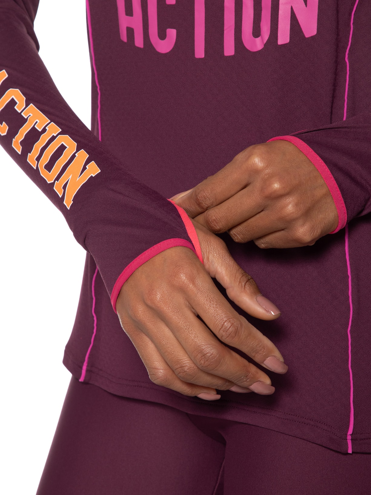 Camiseta Feminina Manga Longa Olympia Vinho Body For Sure