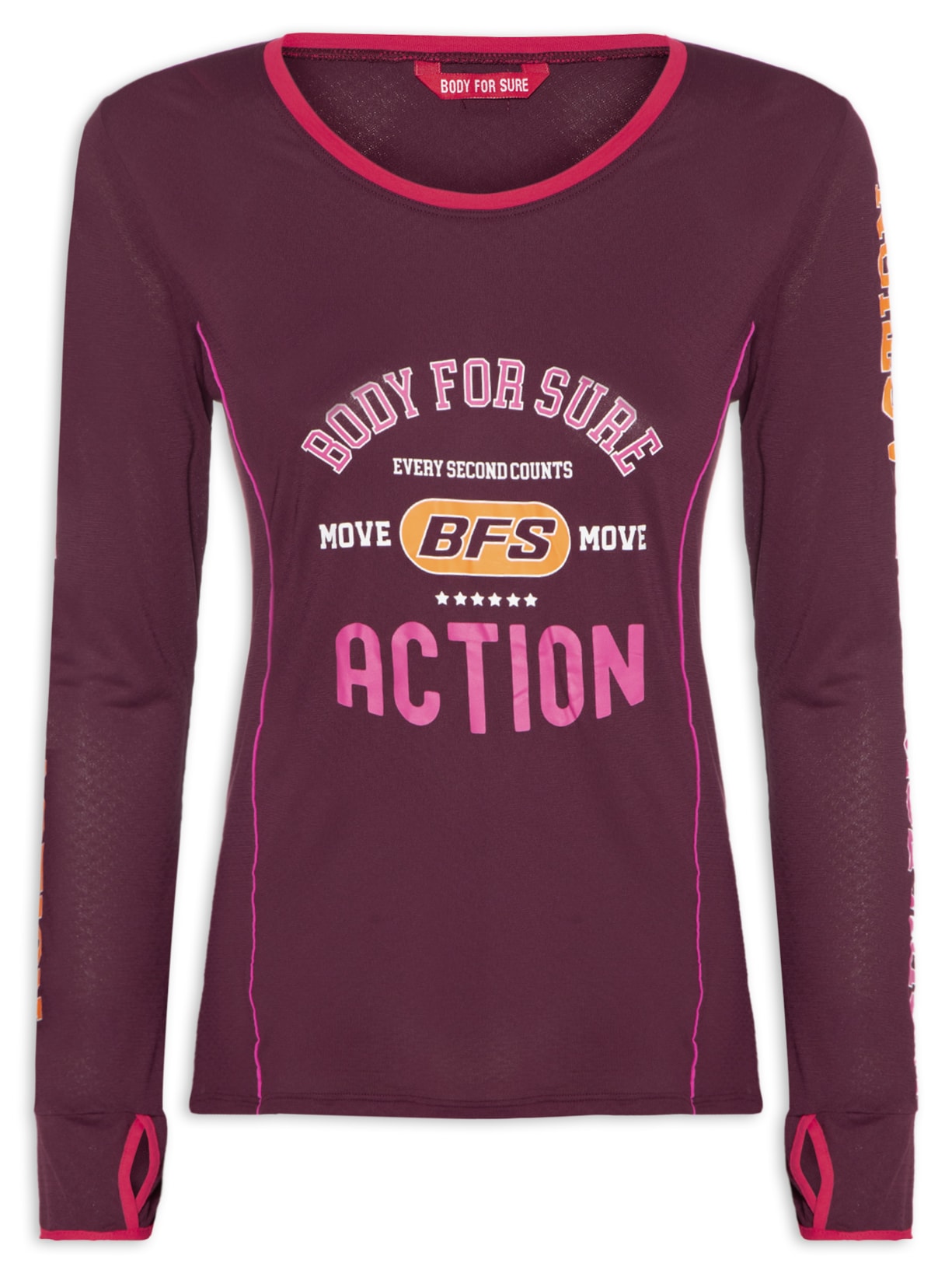 Camiseta Feminina Manga Longa Olympia Vinho Body For Sure
