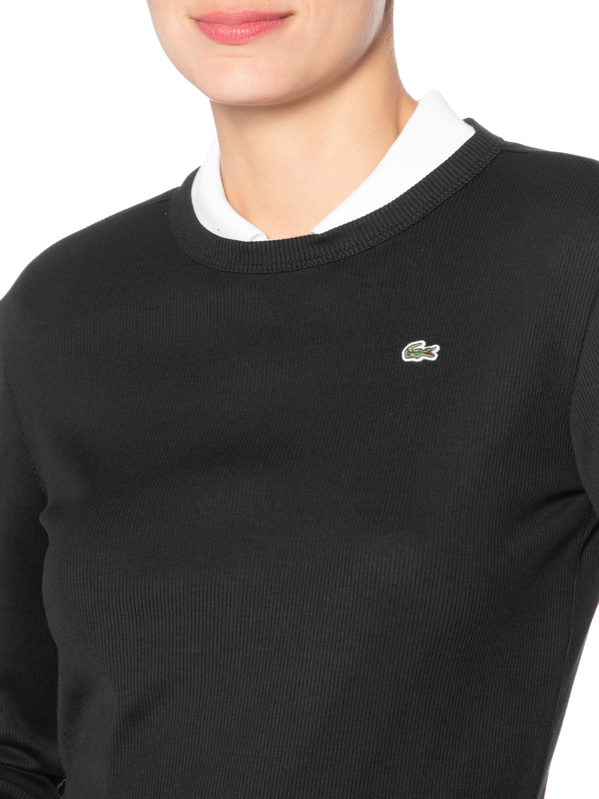 Camiseta Feminina Manga Longa Preto Lacoste