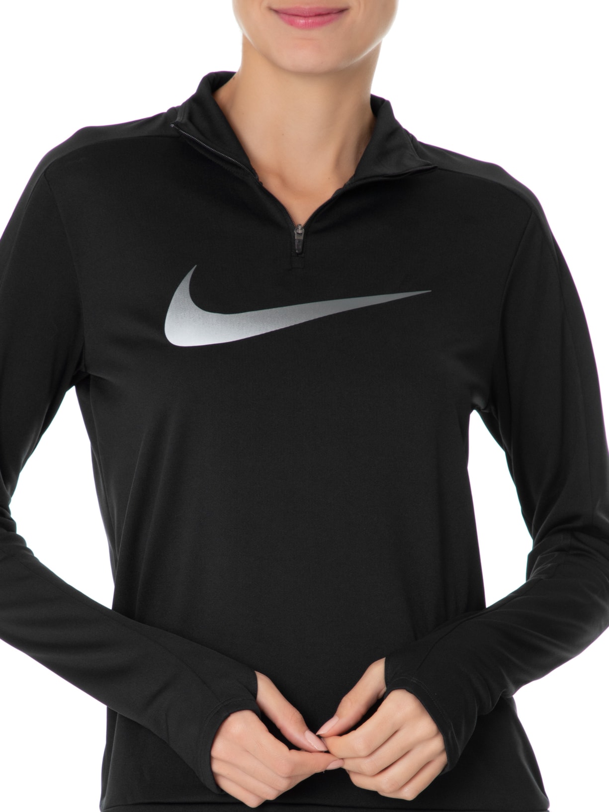 Camiseta Feminina Manga Longa Swoosh Nike Preto