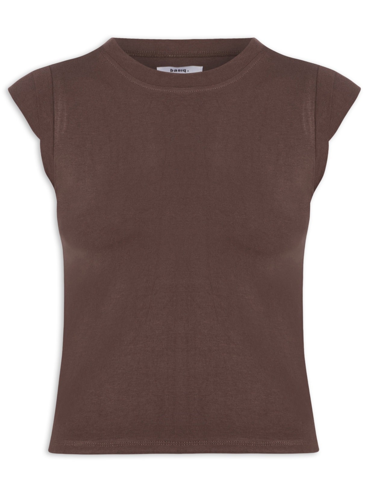 Camiseta Feminina Manga Sobreposta Marrom Basiq