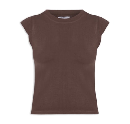 Camiseta Feminina Manga Sobreposta - Marrom