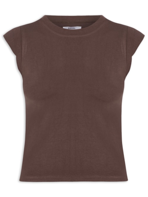 Camiseta Feminina Manga Sobreposta - Marrom