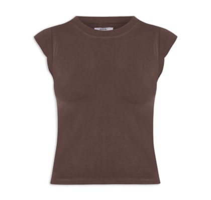 Camiseta Feminina Manga Sobreposta - Marrom
