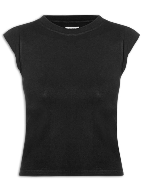 Camiseta Feminina Manga Sobreposta - Preto