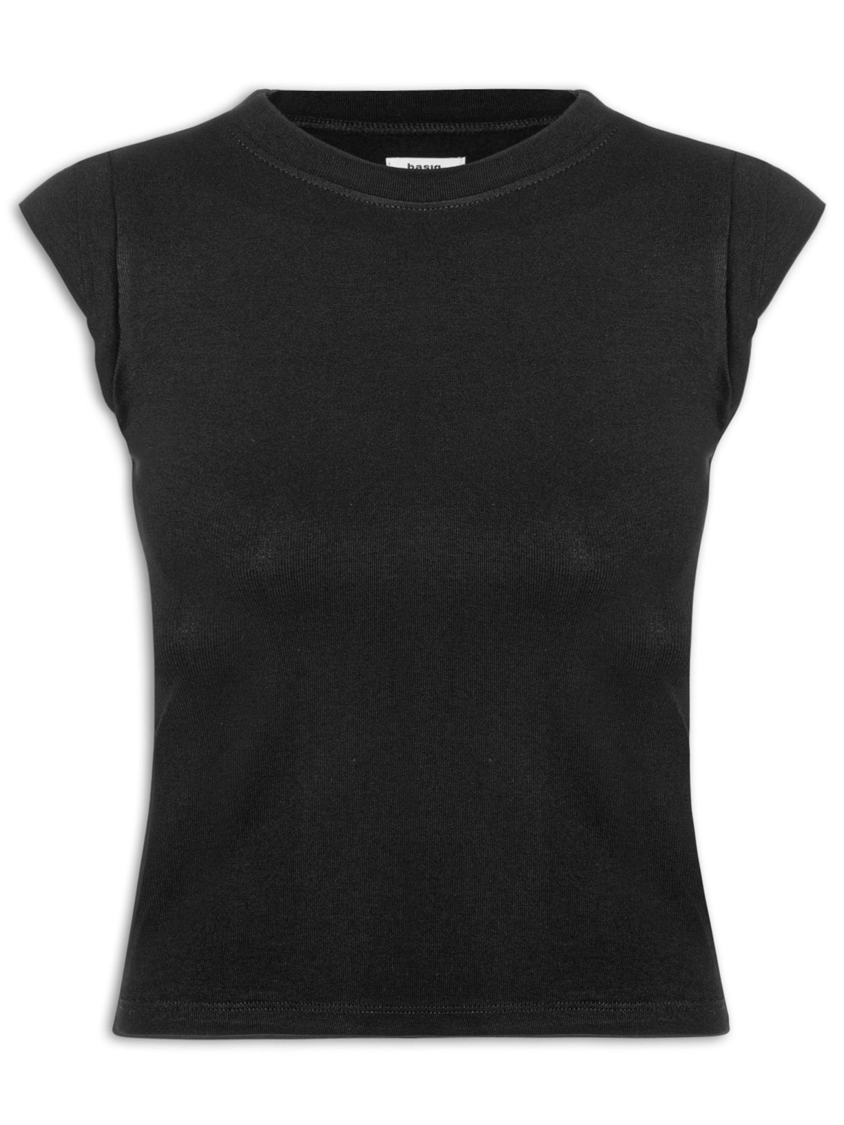 Camiseta Feminina Manga Sobreposta Preto Basiq