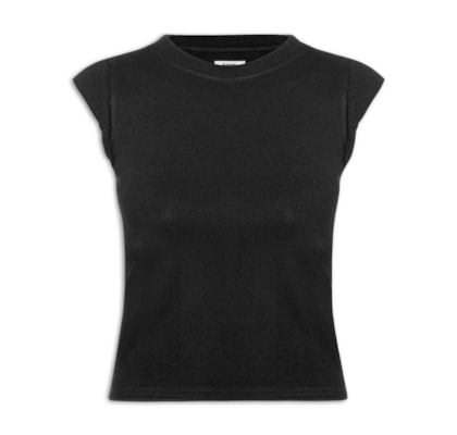 Camiseta Feminina Manga Sobreposta - Preto