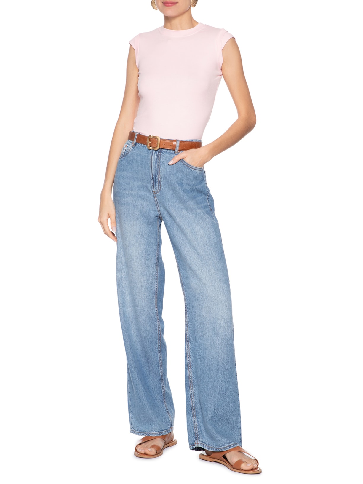 Camiseta Feminina Manga Sobreposta Rosa Basiq