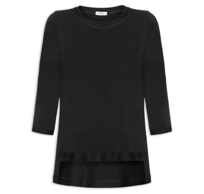 Camiseta Feminina Manga Três Quartos – Preto