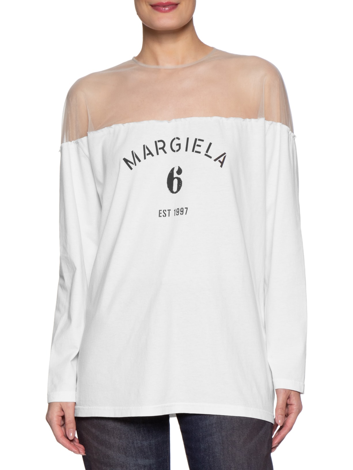 Camiseta Feminina Mannequin Print Jersey Branco Mm6 Maison Margiela