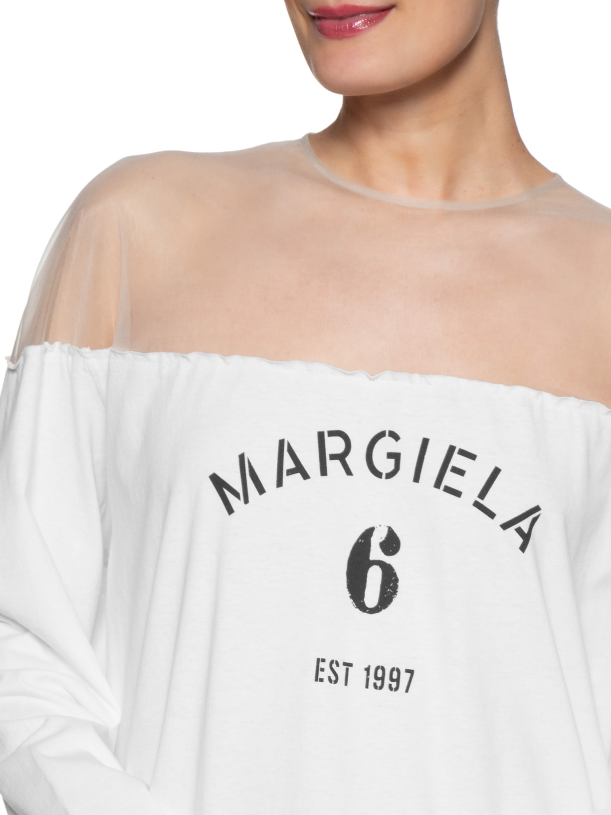 Camiseta Feminina Mannequin Print Jersey Branco Mm6 Maison Margiela