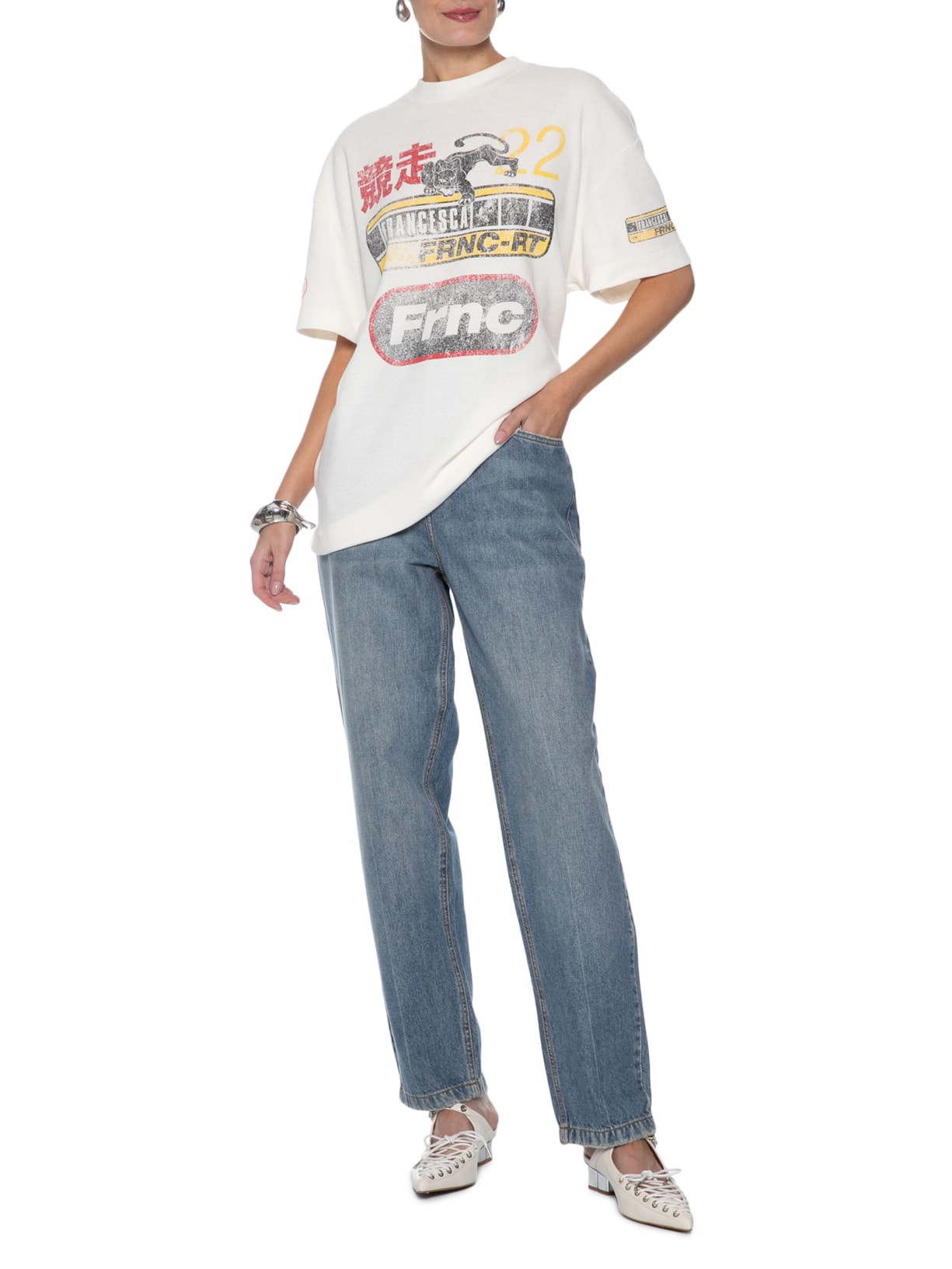 Camiseta Feminina Max Leopard Branco Francesca