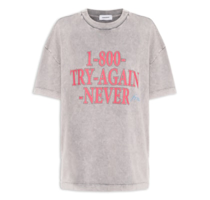 Camiseta Feminina Max Try Again - Cinza