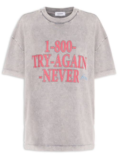 Camiseta Feminina Max Try Again - Cinza