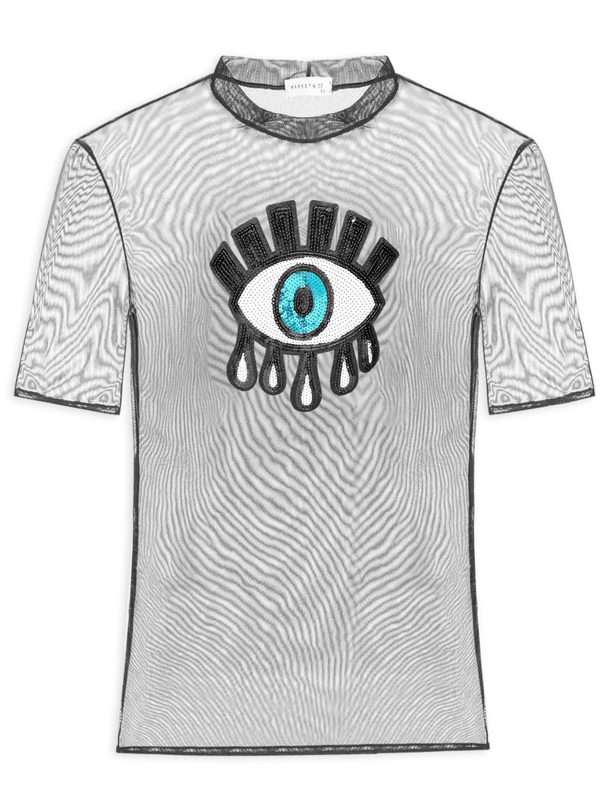 Camiseta Feminina Maxi Tee Em Tule Preto Market 33