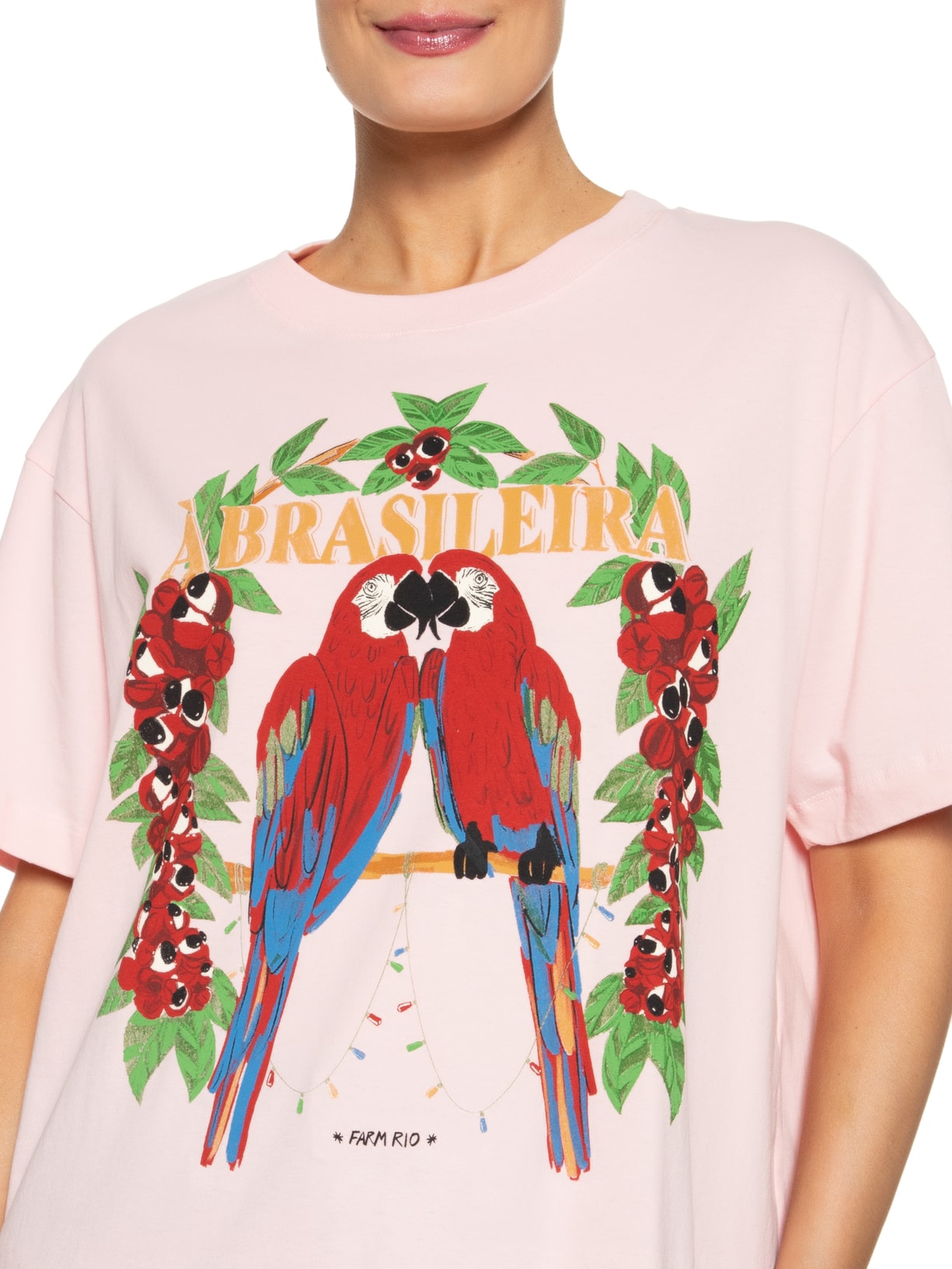 Camiseta Feminina Média À Brasileira Rosa Farm