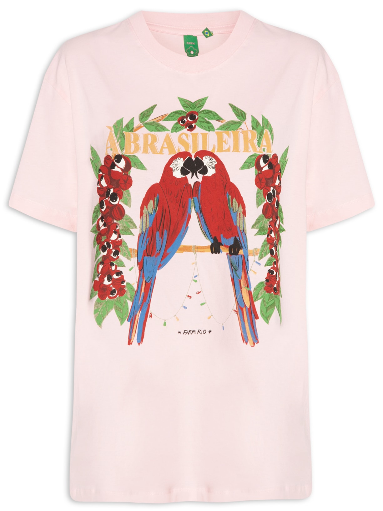 Camiseta Feminina Média À Brasileira Rosa Farm