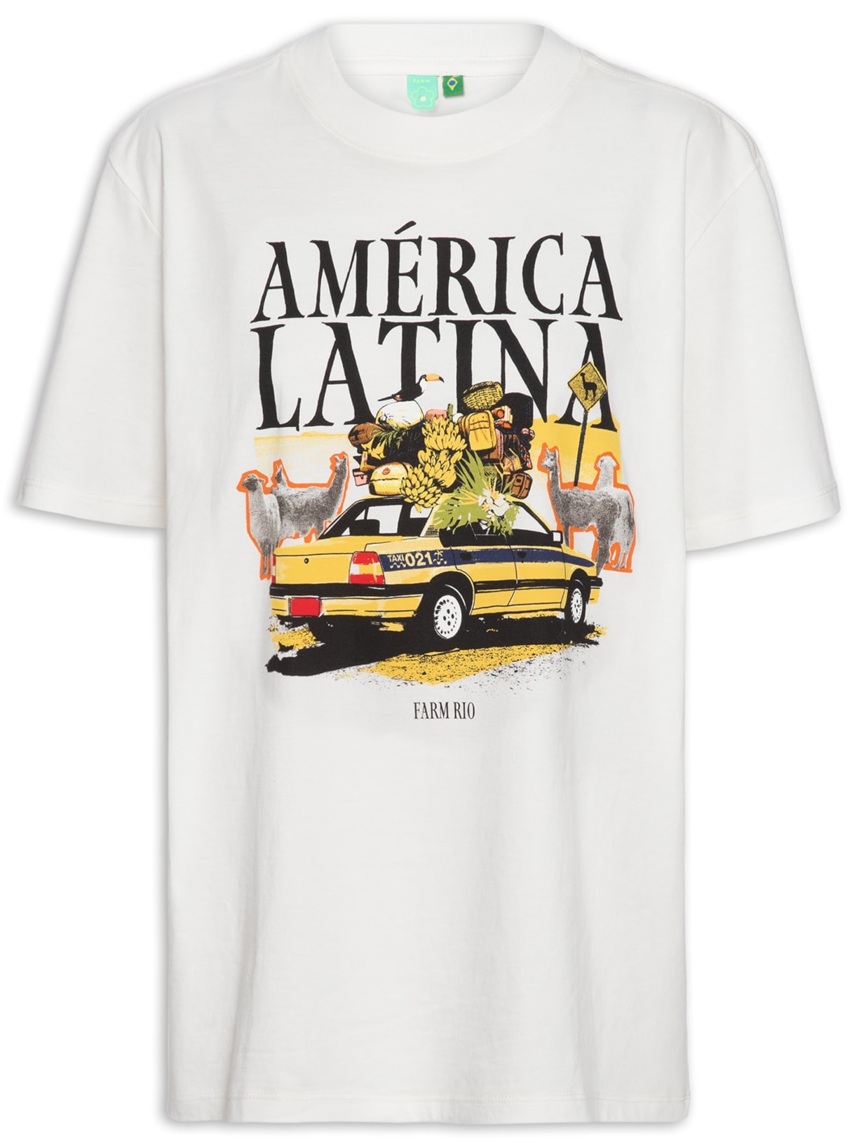 Camiseta Feminina Média América Latina Branco  Farm