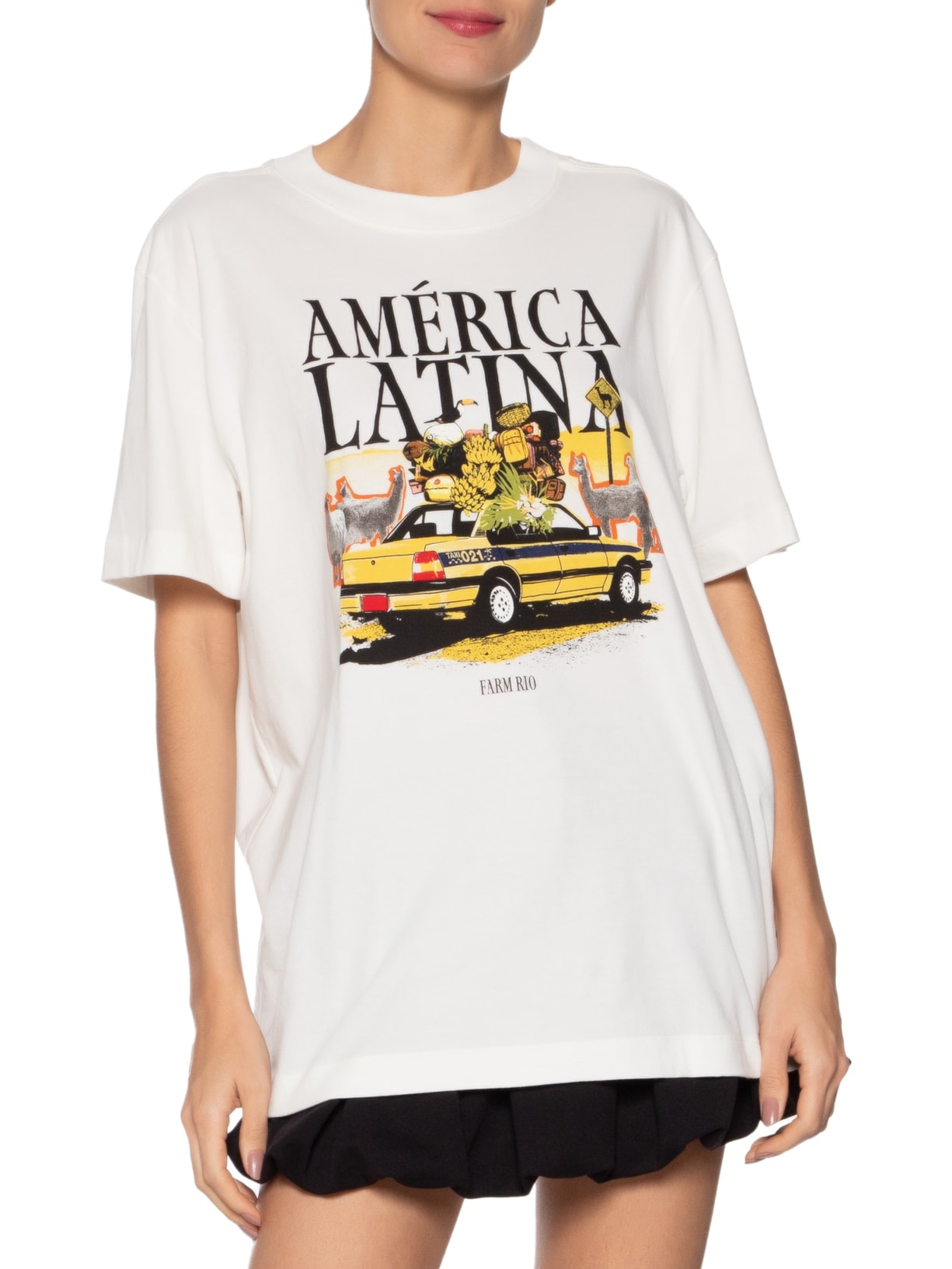 Camiseta Feminina Média América Latina Branco  Farm