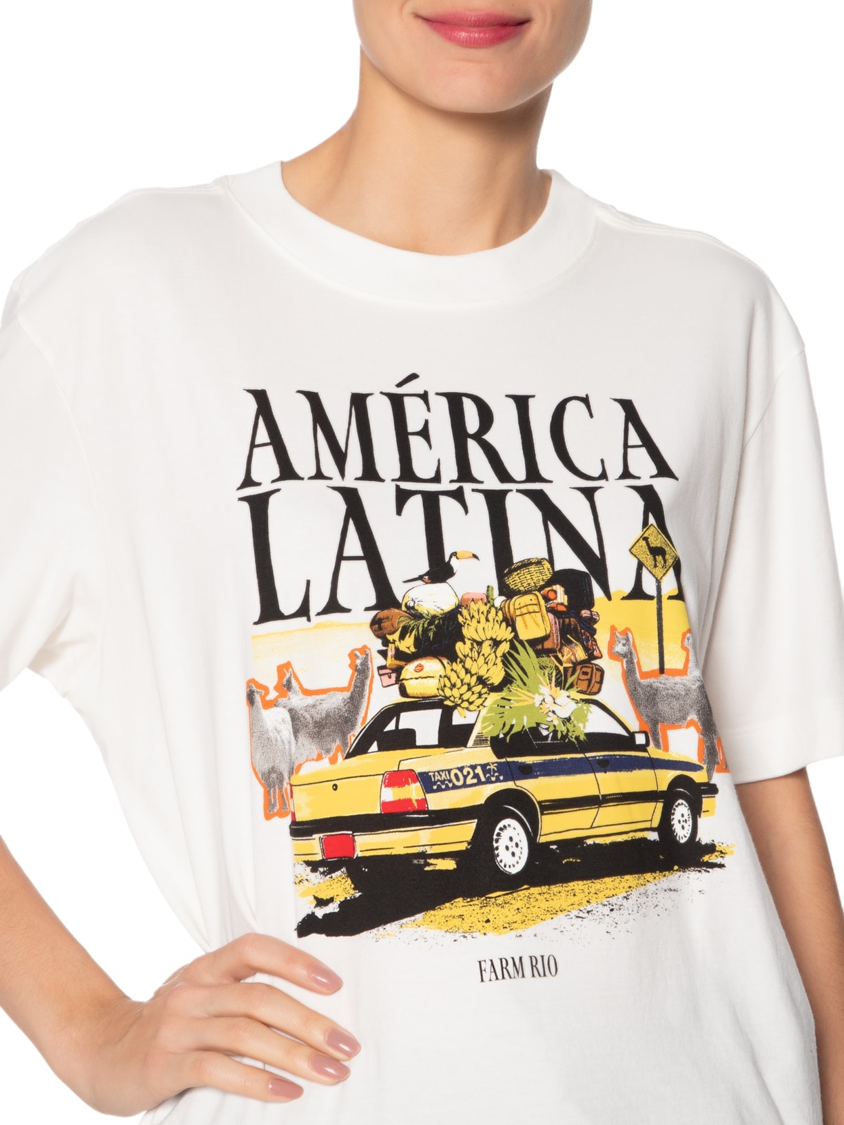 Camiseta Feminina Média América Latina Branco  Farm