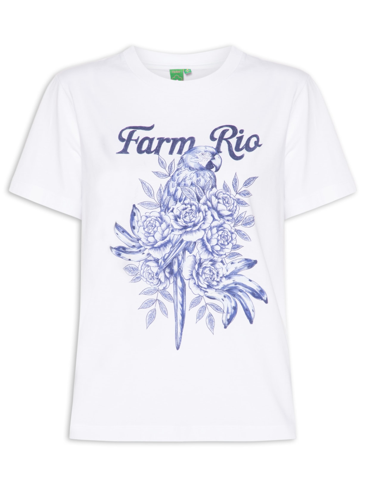 Camiseta Feminina Média Arara Em Flores Branco Farm