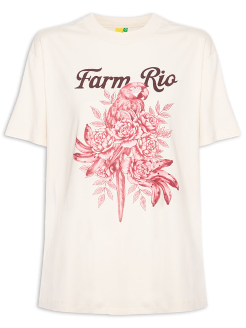 Camiseta Feminina Média Arara Em Flores - Rosa