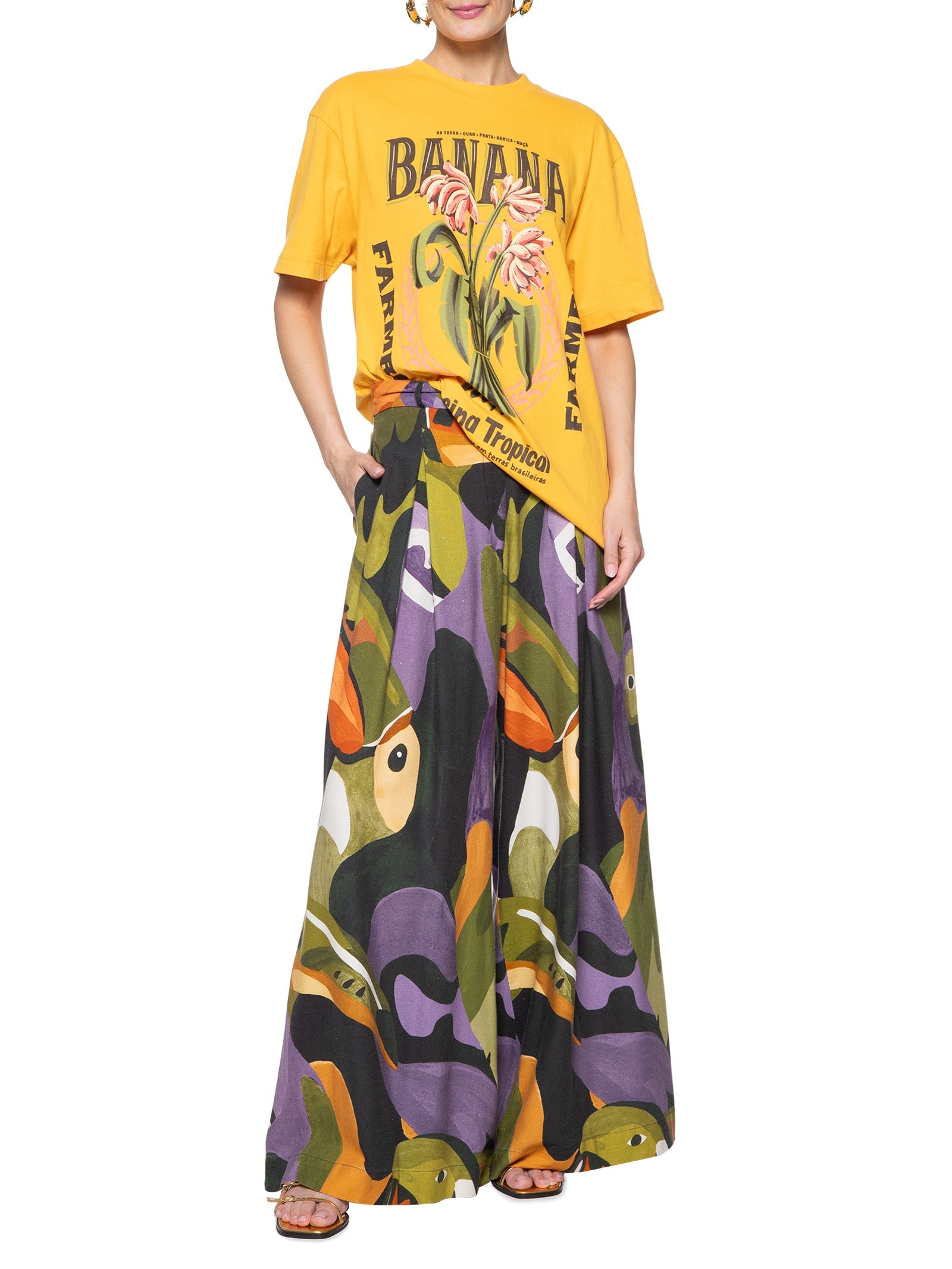 T-Shirt Feminino Média Banana Cocina Tropical Amar - Farm - Amarelo