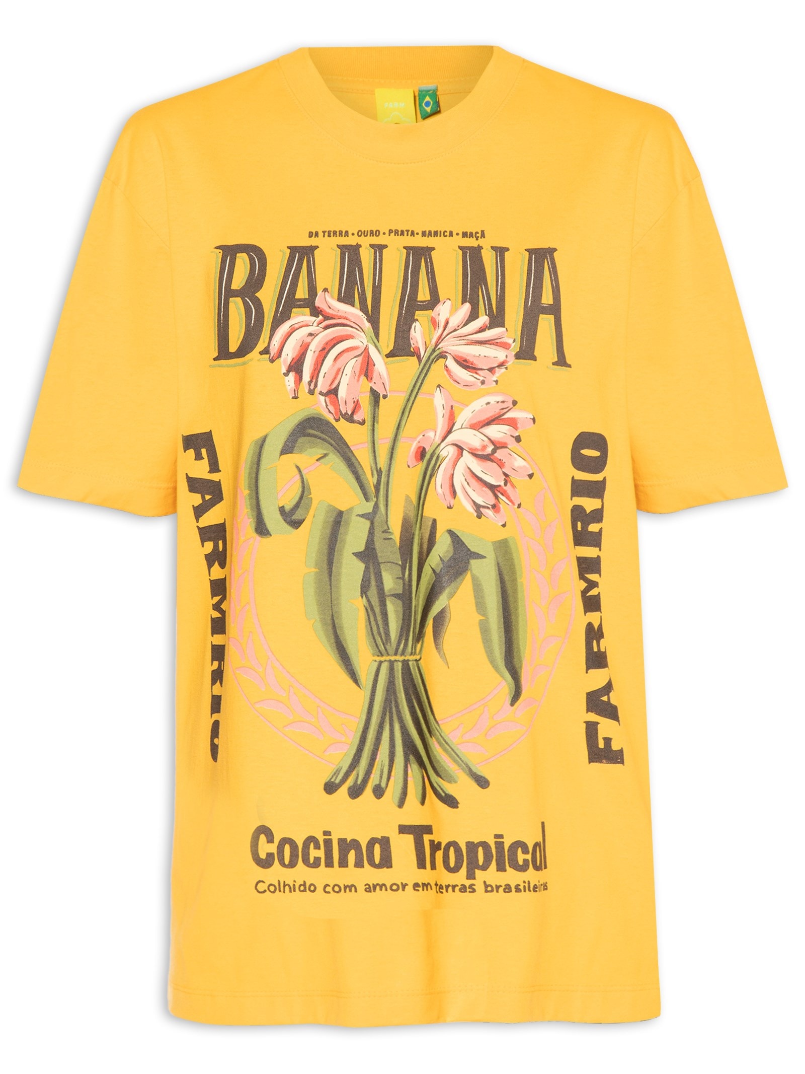 T-Shirt Feminino Média Banana Cocina Tropical Amar - Farm - Amarelo