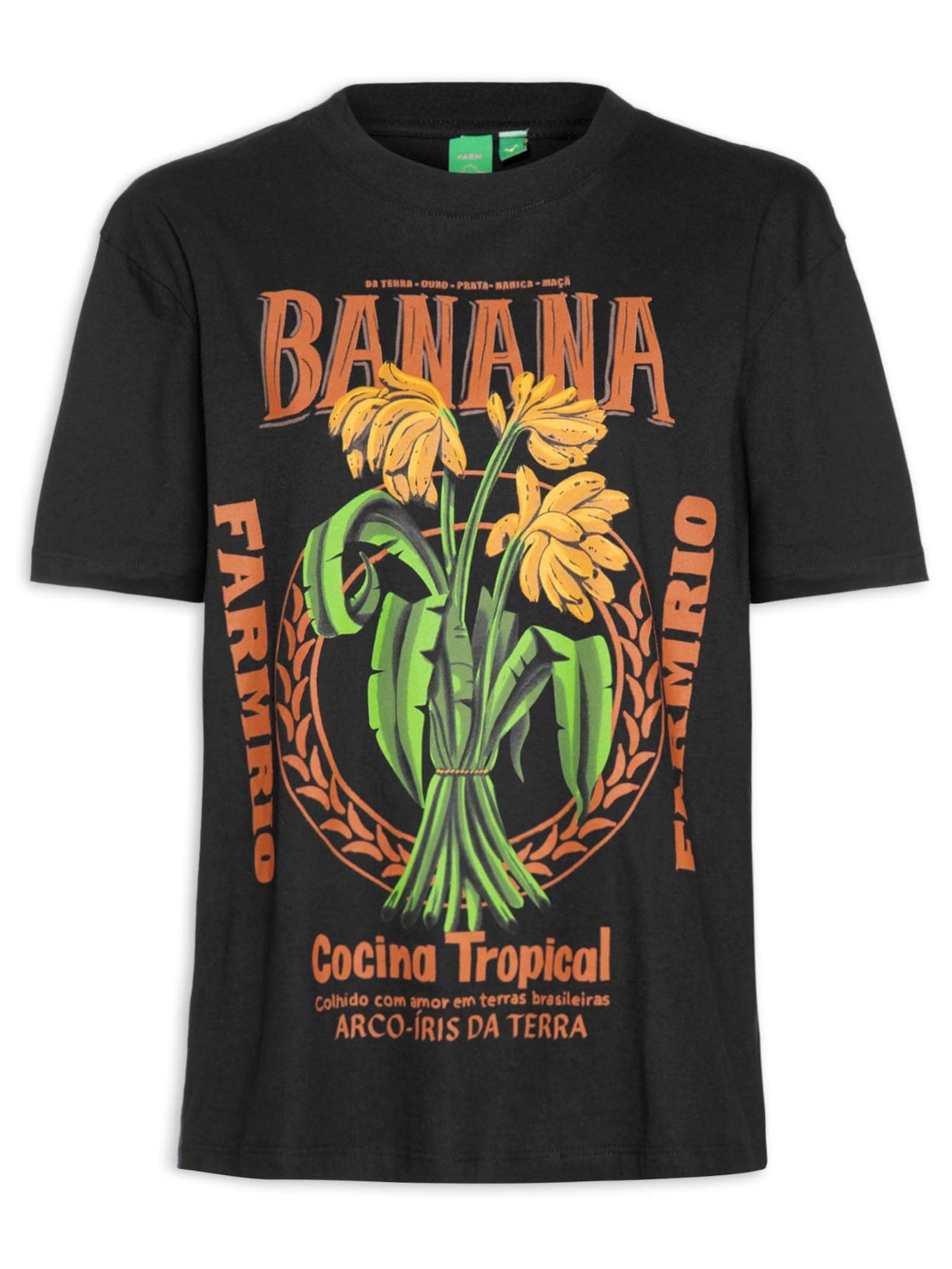 Camiseta Feminina Média Banana Cocina Tropical - Preto