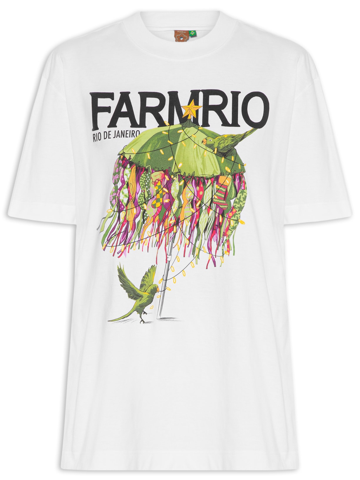 Camiseta Feminina Média Biquinis Natalinos Branco Farm