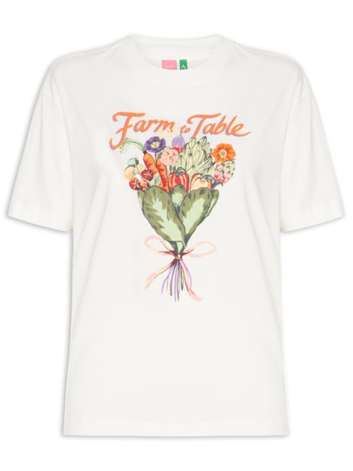 Camiseta Feminina Média Bouquet Feira – Branco