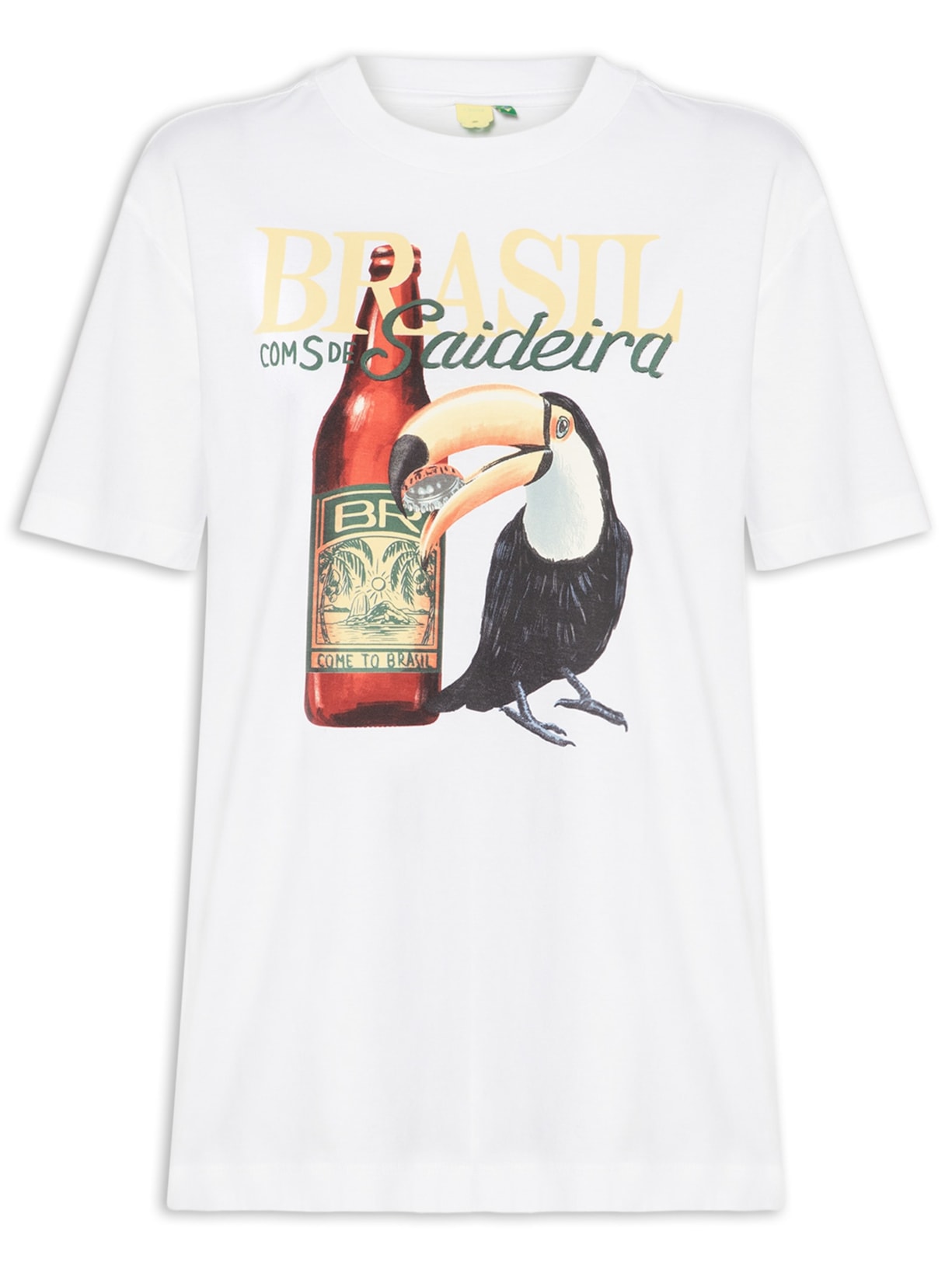 Camiseta Feminina Média Brasil Saideira Branco Farm