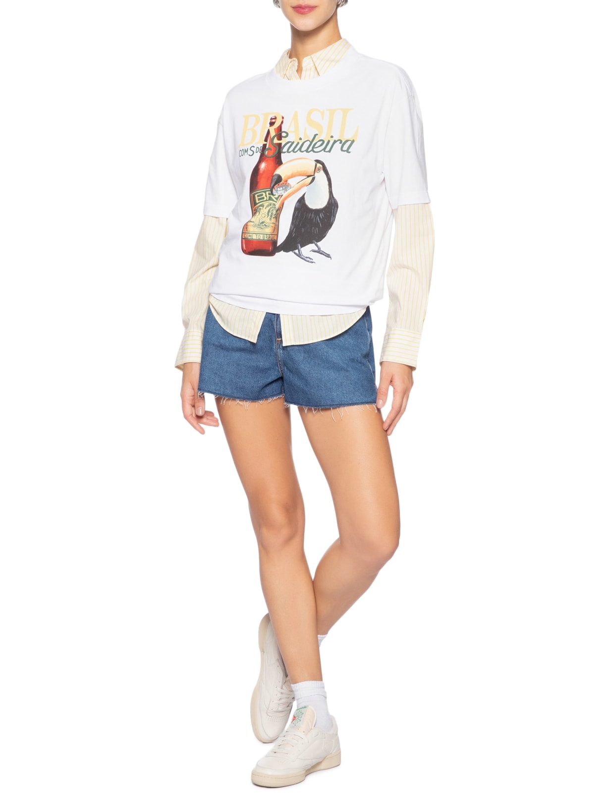 Camiseta Feminina Média Brasil Saideira Branco Farm