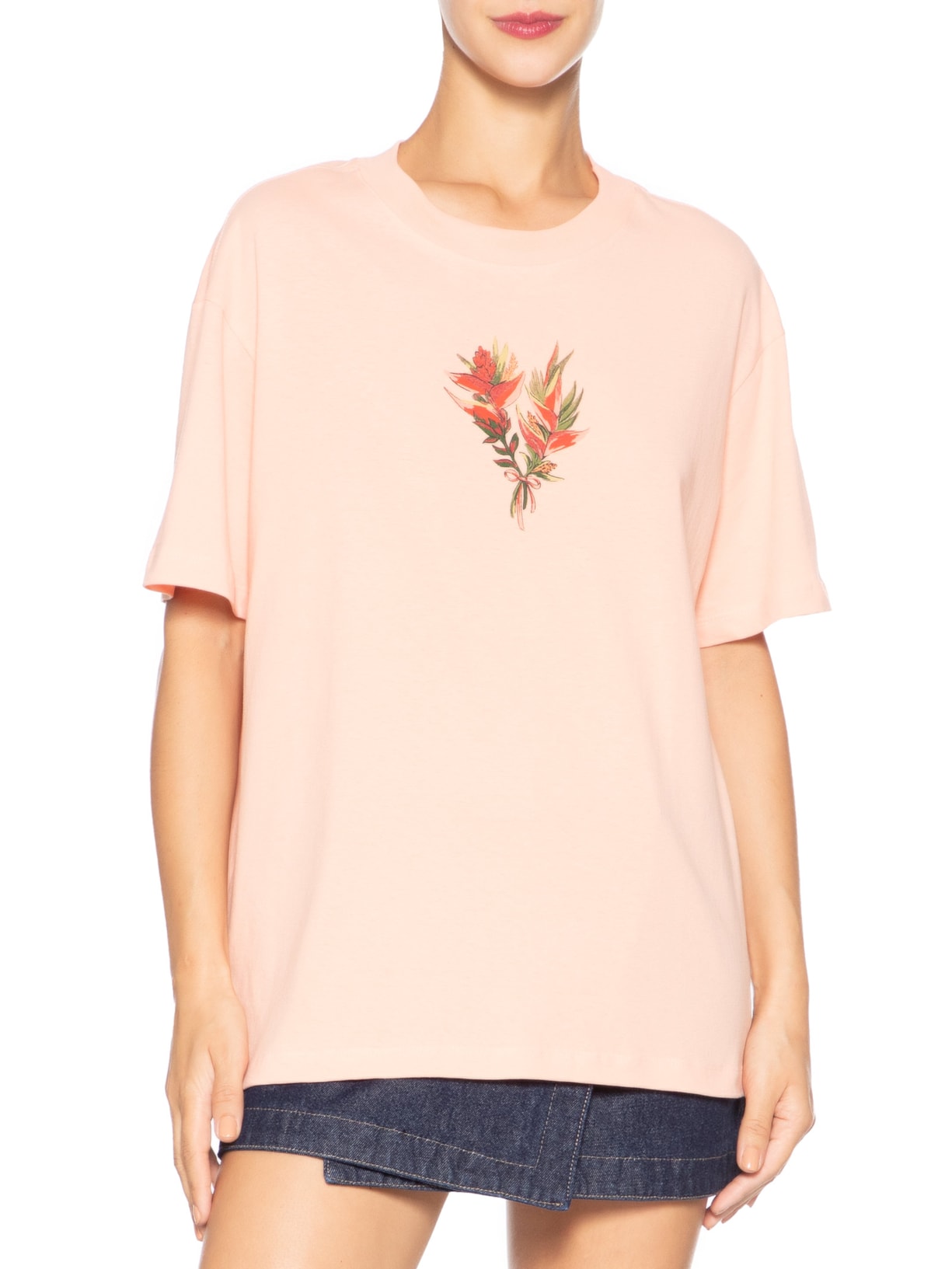 Camiseta Feminina Media Cadeira De Praia Rosa Farm