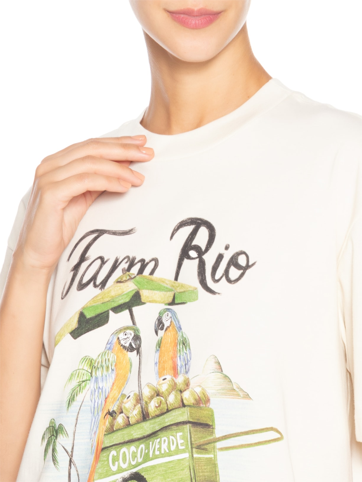 Camiseta Feminina Média Carrinho De Coco Branco Farm