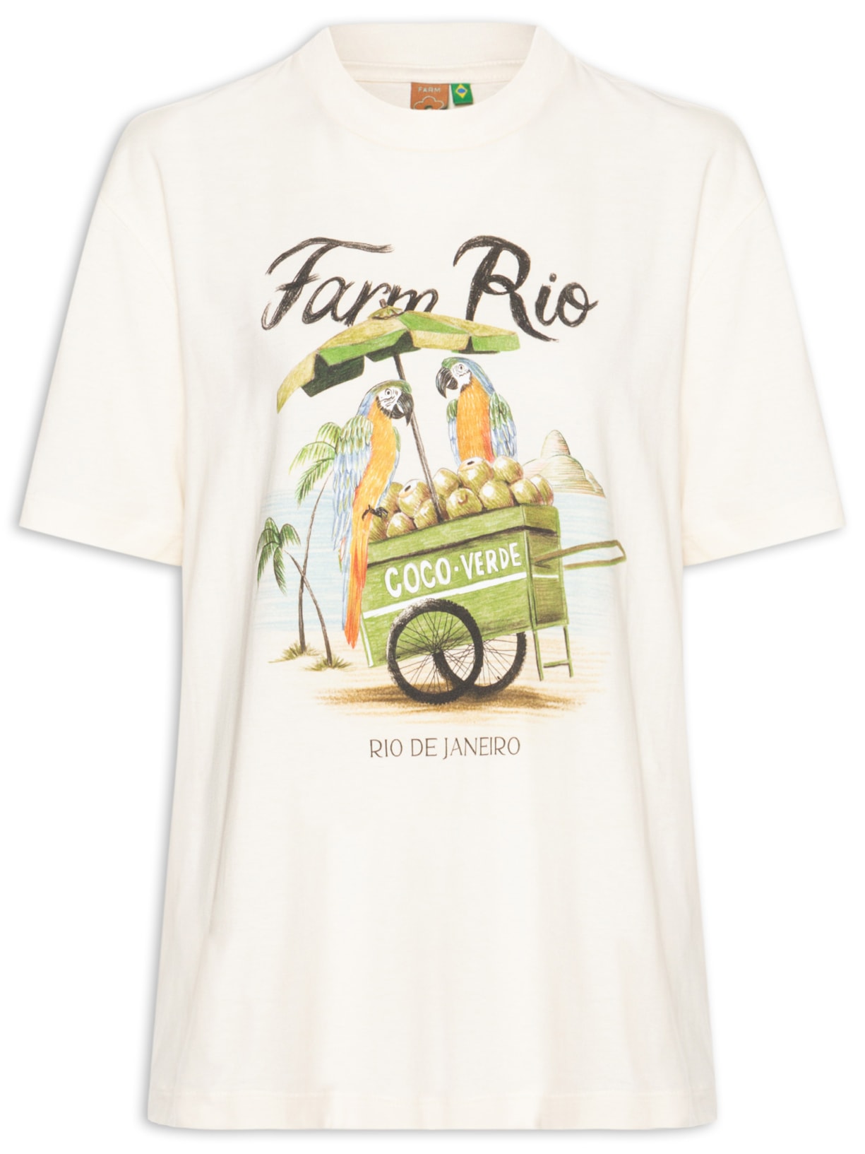Camiseta Feminina Média Carrinho De Coco Branco Farm