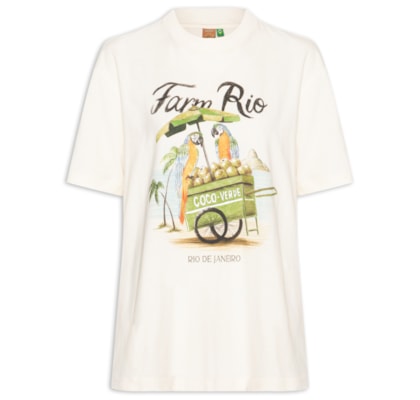 Camiseta Feminina Média Carrinho De Coco - Branco