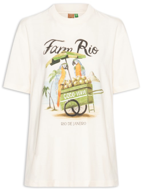 Camiseta Feminina Média Carrinho De Coco - Branco