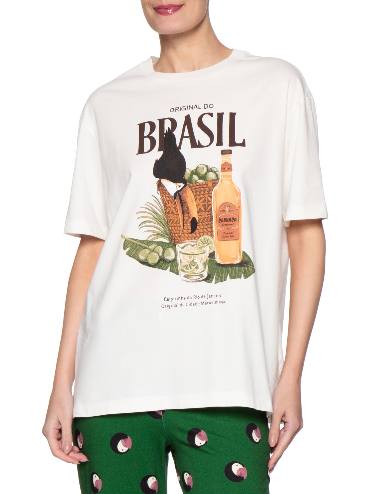Camiseta Feminina Média Cesto de Limões Branco Farm