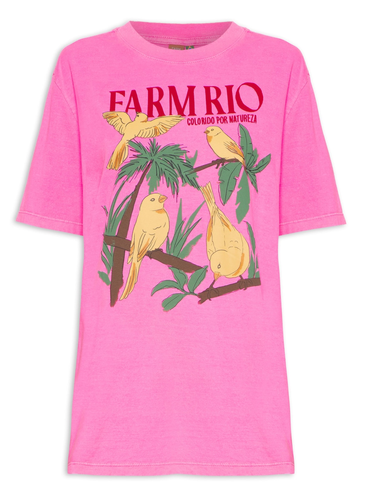 Camiseta Feminina Média Colorido Por Natureza - Rosa