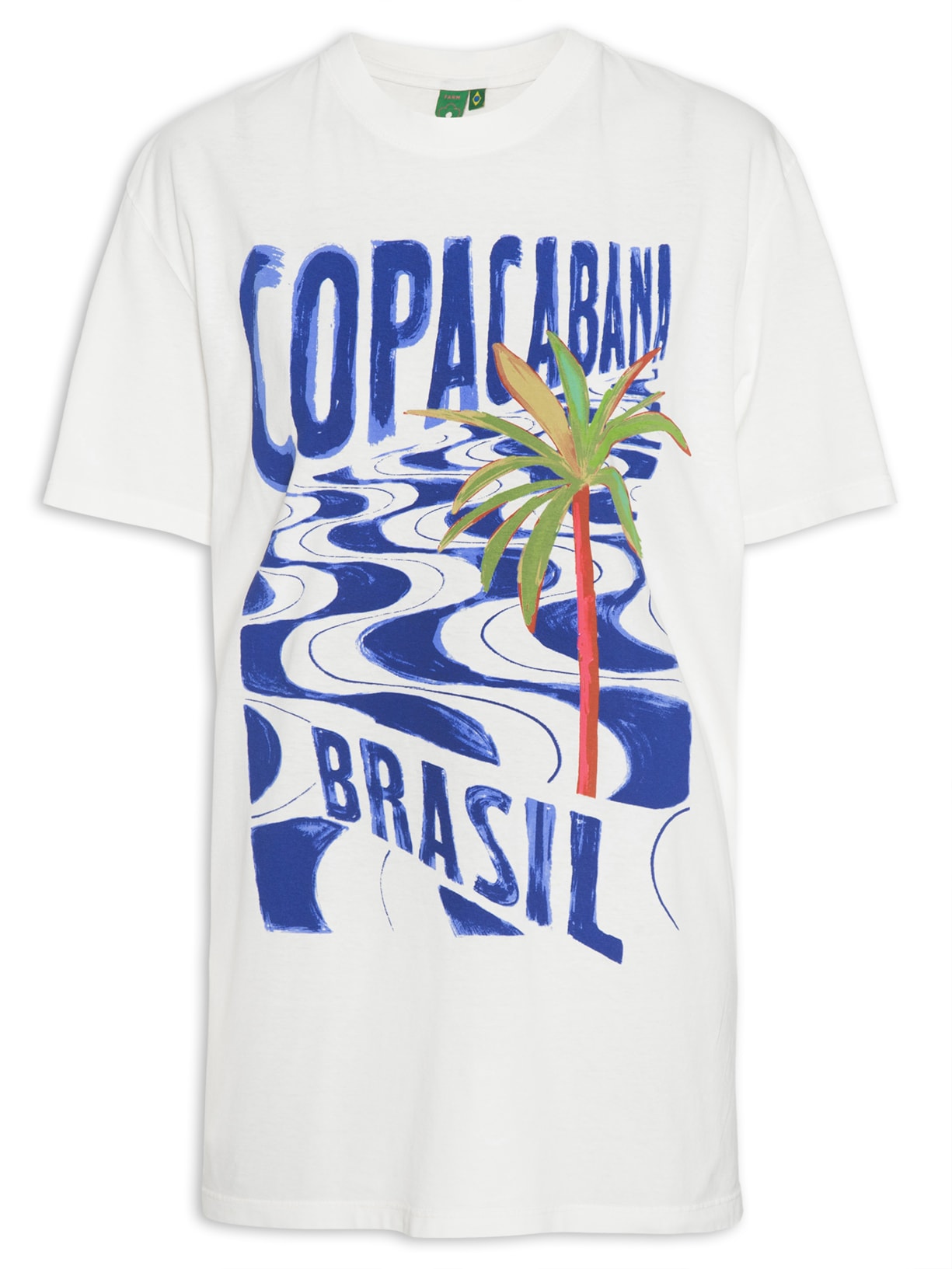 Camiseta Feminina Média Copacabana Brasil - Off White