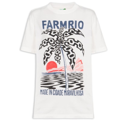 Camiseta Feminina Média Coqueiro Calçadão - Branco - Farm