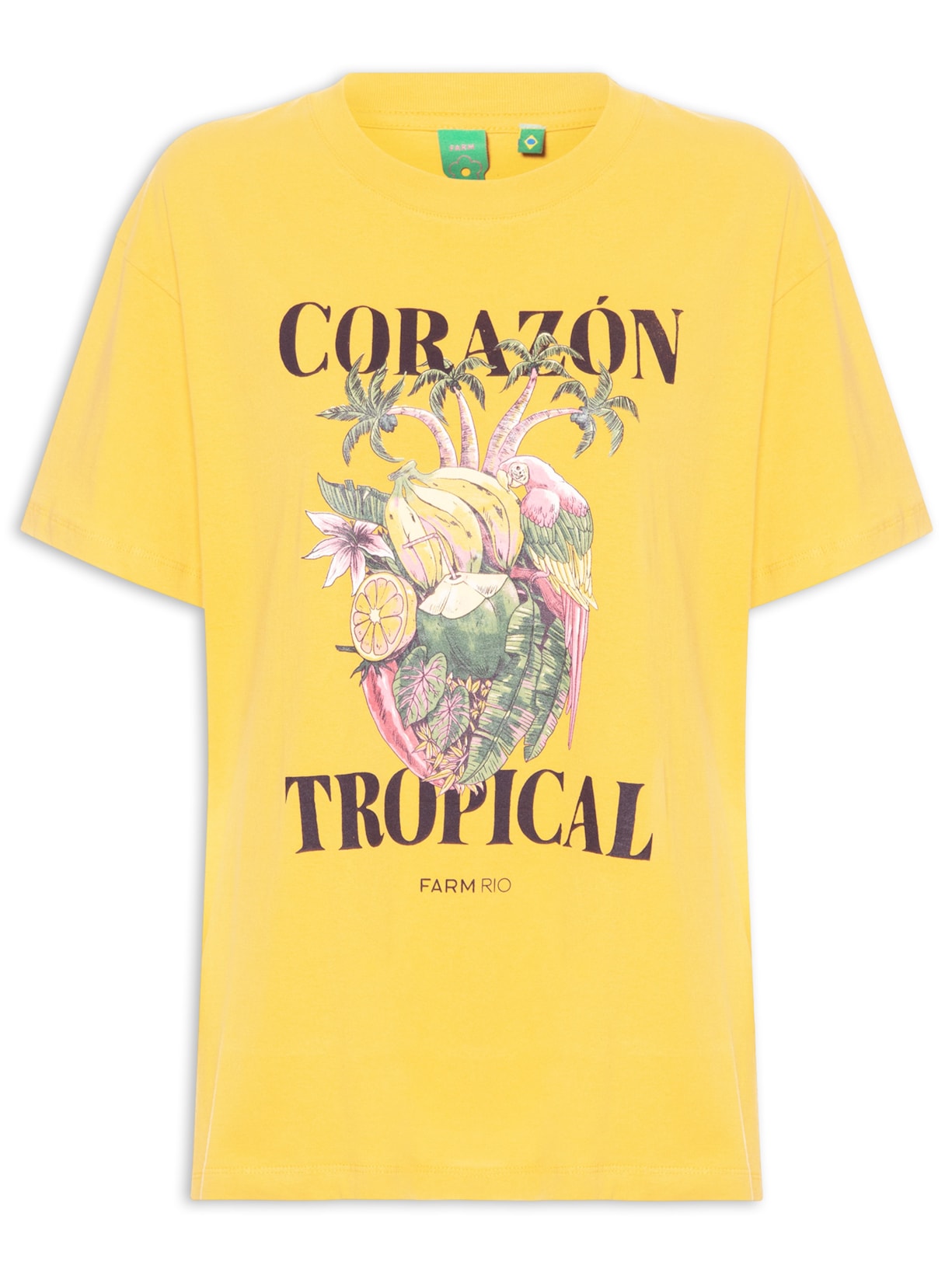 Camiseta Feminina Média Corazon Tropical - Amarelo