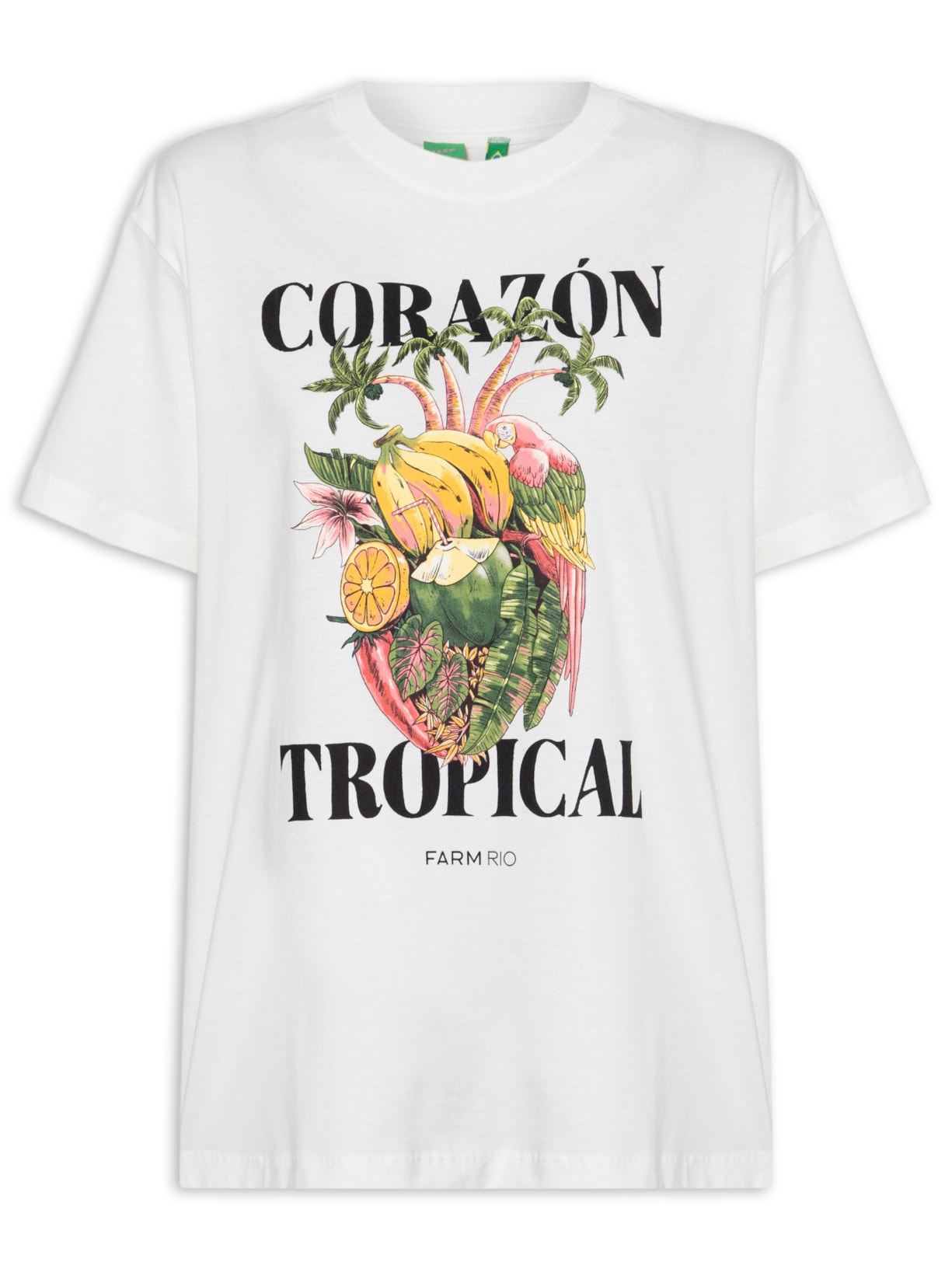 Camiseta Feminina Média Corazon Tropical - Branco