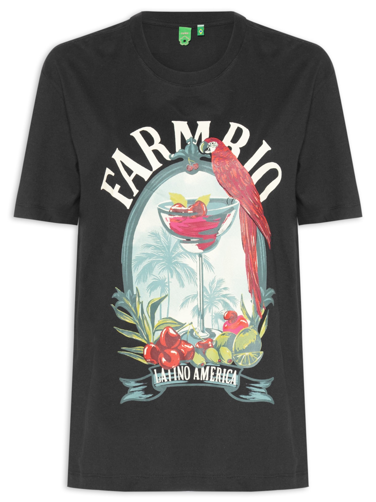 Camiseta Feminina Média Drink Pintado - Preto