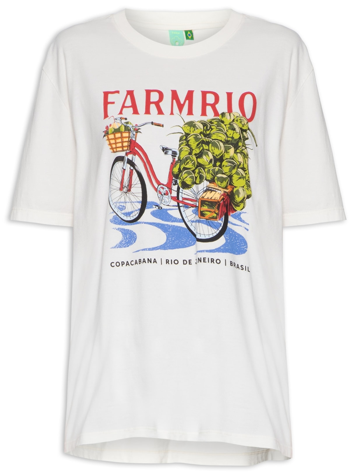 Camiseta Feminina Média Farmrio Bicicleta - Branco