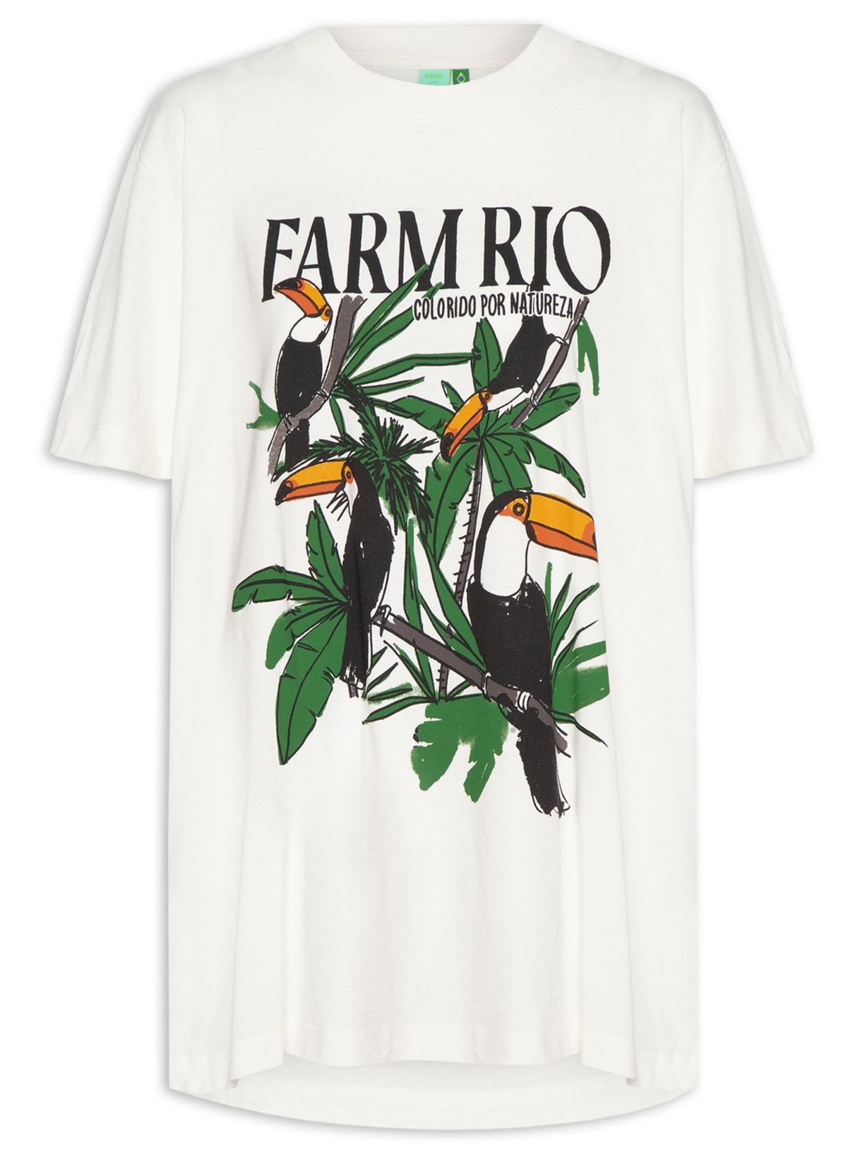 Camiseta Feminina Média Farmrio Tucano - Branco