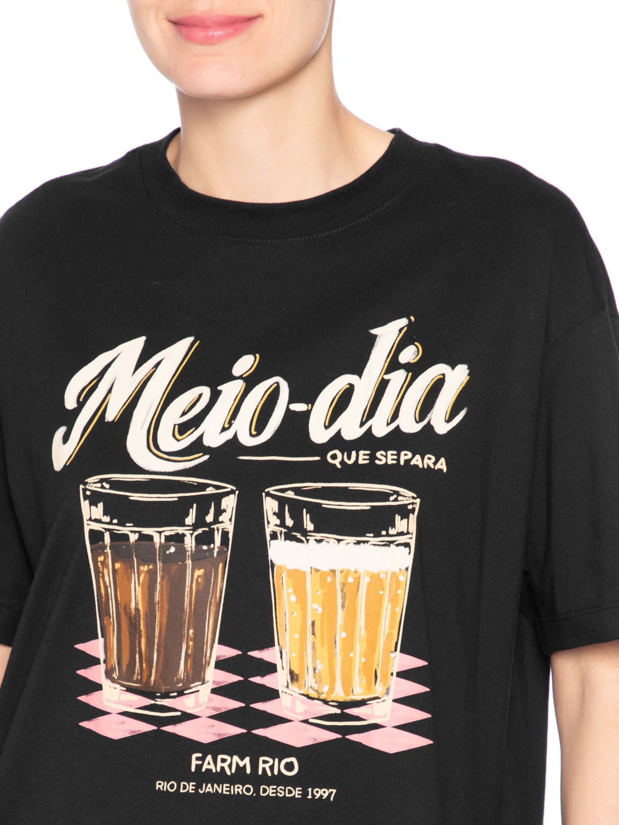 Camiseta Feminina Média Meio Dia Preto Farm