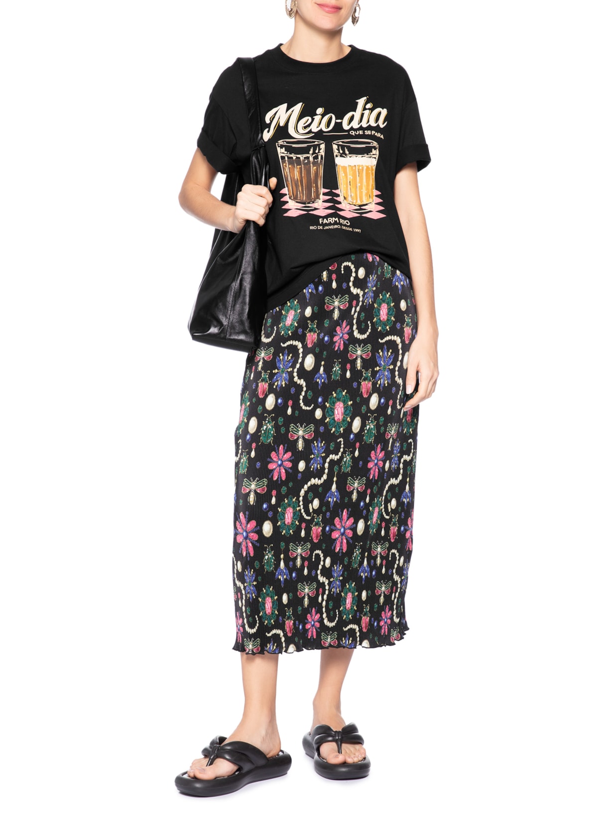 Camiseta Feminina Média Meio Dia – Preto Farm