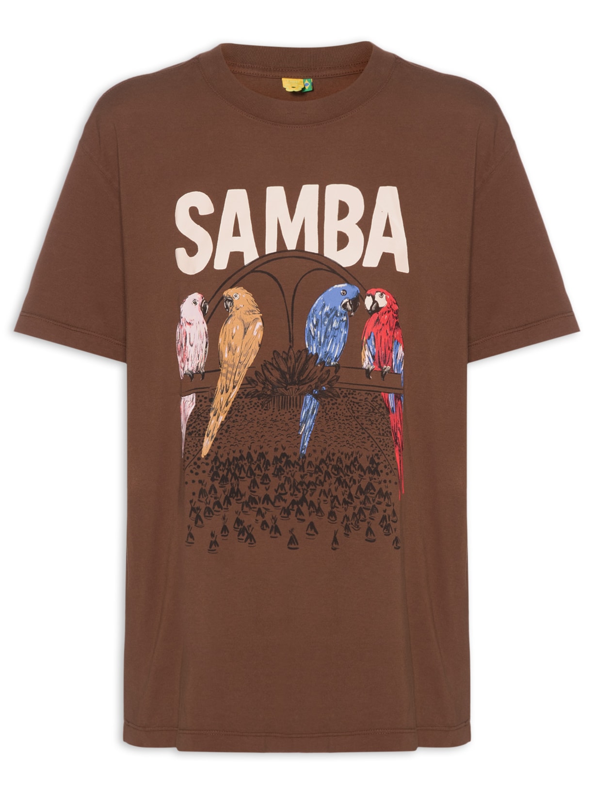 Camiseta Feminina Média Na Avenida - Marrom